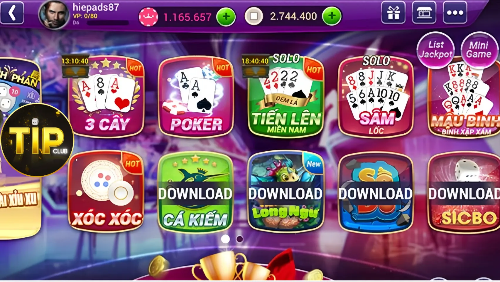 Chơi game bài Tip Club với chất lượng đỉnh cao