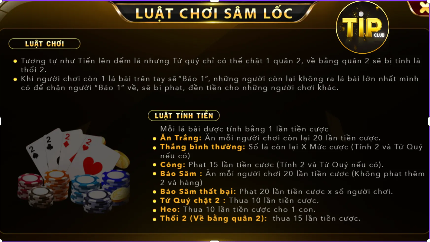 Tìm hiểu luật chơi sâm lốc Tip Club cho người mới