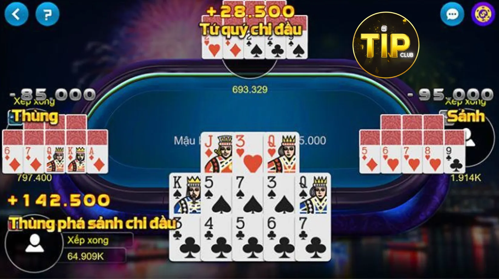 Chia sẻ các bước tham gia đánh bài mậu binh Tip Club