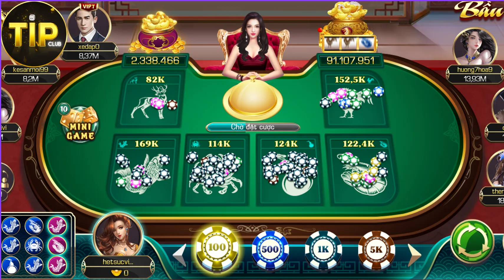 Hướng dẫn cách chơi Bầu Cua tại cổng game Tip club